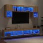 vidaXL Muebles TV pared con LED 6 pzas madera ingeniería roble Sonoma