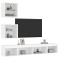 vidaXL Muebles de TV de pared con LED 5 pzas madera ingeniería blanco