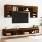 vidaXL Muebles TV pared con LED 6 pzas madera ingeniería marrón roble