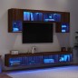 vidaXL Muebles TV pared con LED 6 pzas madera ingeniería marrón roble