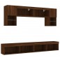 vidaXL Muebles TV pared con LED 6 pzas madera ingeniería marrón roble