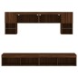 vidaXL Muebles TV pared con LED 6 pzas madera ingeniería marrón roble