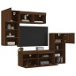 vidaXL Muebles TV pared con LED 5 pzas madera ingeniería marrón roble vidaXL Muebles TV pared con LED 5 pzas madera ingeniería marrón roble