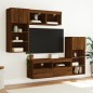 vidaXL Muebles TV pared con LED 5 pzas madera ingeniería marrón roble vidaXL Muebles TV pared con LED 5 pzas madera ingeniería marrón roble