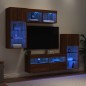 vidaXL Muebles TV pared con LED 5 pzas madera ingeniería marrón roble vidaXL Muebles TV pared con LED 5 pzas madera ingeniería marrón roble