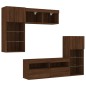 vidaXL Muebles TV pared con LED 5 pzas madera ingeniería marrón roble vidaXL Muebles TV pared con LED 5 pzas madera ingeniería marrón roble