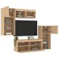 vidaXL Muebles TV pared con LED 5 pzas madera ingeniería roble Sonoma