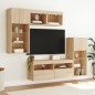 vidaXL Muebles TV pared con LED 5 pzas madera ingeniería roble Sonoma