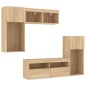 vidaXL Muebles TV pared con LED 5 pzas madera ingeniería roble Sonoma
