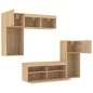 vidaXL Muebles TV pared con LED 5 pzas madera ingeniería roble Sonoma