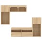 vidaXL Muebles TV pared con LED 5 pzas madera ingeniería roble Sonoma