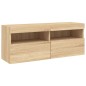 vidaXL Muebles TV pared con LED 5 pzas madera ingeniería roble Sonoma