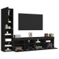 vidaXL Muebles de TV de pared con LED 4 pzas madera ingeniería negro vidaXL Muebles de TV de pared con LED 4 pzas madera ingeniería negro