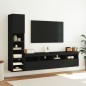 vidaXL Muebles de TV de pared con LED 4 pzas madera ingeniería negro vidaXL Muebles de TV de pared con LED 4 pzas madera ingeniería negro
