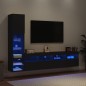 vidaXL Muebles de TV de pared con LED 4 pzas madera ingeniería negro vidaXL Muebles de TV de pared con LED 4 pzas madera ingeniería negro