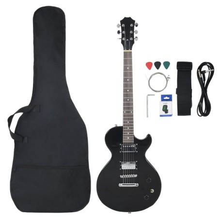vidaXL Guitarra eléctrica para principiantes con funda negro 4/4 39"