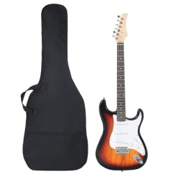 vidaXL Guitarra eléctrica principiante con funda marrón blanco 4/4 39"