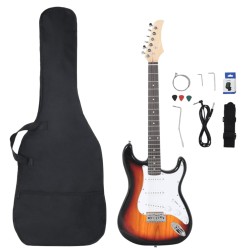 vidaXL Guitarra eléctrica principiante con funda marrón blanco 4/4 39"