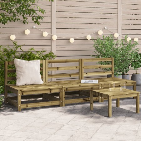 vidaXL Sofás de jardín sin reposabrazos 3 uds madera pino 70x70x67 cm