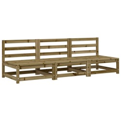 vidaXL Sofás de jardín sin reposabrazos 3 uds madera pino 70x70x67 cm