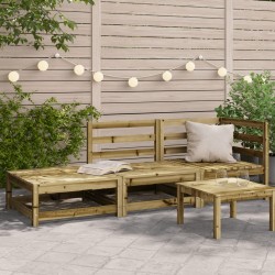 vidaXL Sofá de jardín con reposapiés 2 plazas madera pino impregnada
