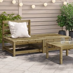 vidaXL Sofá de jardín sin reposabrazos con reposapiés madera de pino