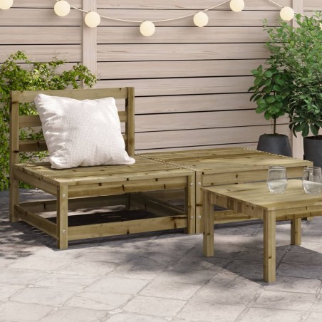 vidaXL Sofá de jardín sin reposabrazos con reposapiés madera de pino