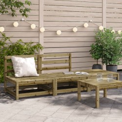 vidaXL Sofá de jardín sin reposabrazos con reposapiés madera de pino