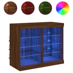 vidaXL Aparador con luces LED roble marrón 81x37x67 cm