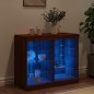 vidaXL Aparador con luces LED roble marrón 81x37x67 cm