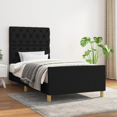 vidaXL Estructura de cama con cabecero de tela negro 80x200 cm