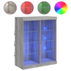 vidaXL Aparador con luces LED gris Sonoma 81x37x100 cm