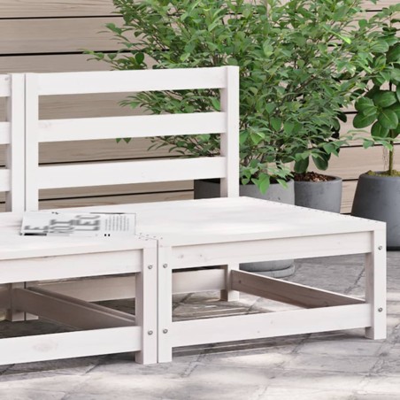 vidaXL Sofá jardín sin reposabrazos madera de pino blanco 70x70x67 cm