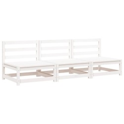 vidaXL Sofás jardín sin reposabrazos 3 uds madera blanco 70x70x67 cm