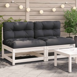 vidaXL Sofás jardín sin reposabrazos con cojines 2 uds madera blanco