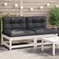 vidaXL Sofás jardín sin reposabrazos con cojines 2 uds madera blanco vidaXL Sofás jardín sin reposabrazos con cojines 2 uds madera blanco