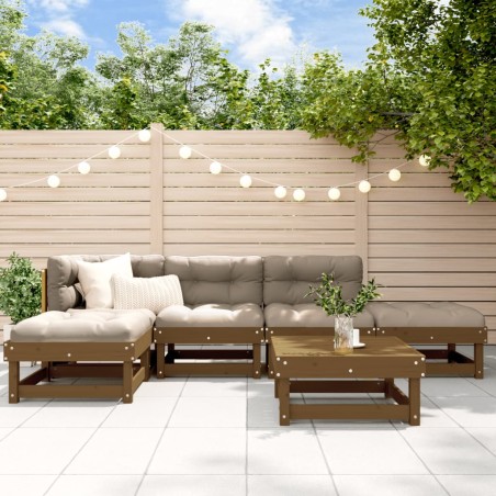 vidaXL Juego muebles de jardín 6 piezas madera maciza pino marrón miel