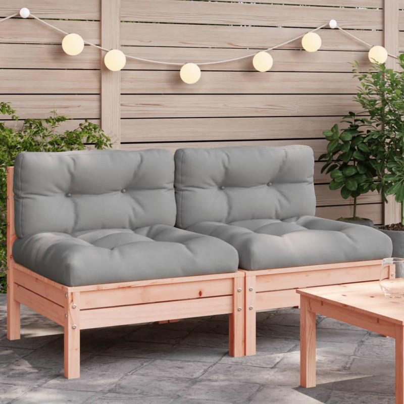 vidaXL Sofás jardín sin reposabrazos con cojines 2 uds madera Douglas vidaXL Sofás jardín sin reposabrazos con cojines 2 uds madera Douglas