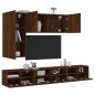 vidaXL Muebles de TV de pared 5 pzas madera de ingeniería marrón roble