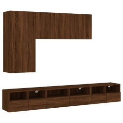 vidaXL Muebles de TV de pared 5 pzas madera de ingeniería marrón roble