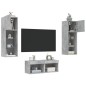 vidaXL Muebles de TV de pared con luces LED 4 piezas gris hormigón
