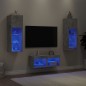 vidaXL Muebles de TV de pared con luces LED 4 piezas gris hormigón