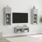 vidaXL Muebles de TV de pared con luces LED 4 piezas gris hormigón