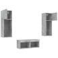 vidaXL Muebles de TV de pared con luces LED 4 piezas gris hormigón