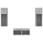 vidaXL Muebles de TV de pared con luces LED 4 piezas gris hormigón