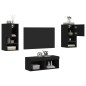 vidaXL Muebles de TV de pared con luces LED 4 piezas negro vidaXL Muebles de TV de pared con luces LED 4 piezas negro