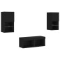 vidaXL Muebles de TV de pared con luces LED 4 piezas negro vidaXL Muebles de TV de pared con luces LED 4 piezas negro