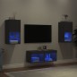vidaXL Muebles de TV de pared con luces LED 4 piezas negro vidaXL Muebles de TV de pared con luces LED 4 piezas negro
