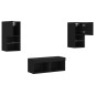 vidaXL Muebles de TV de pared con luces LED 4 piezas negro vidaXL Muebles de TV de pared con luces LED 4 piezas negro
