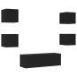 vidaXL Muebles de TV de pared con luces LED 5 piezas negro vidaXL Muebles de TV de pared con luces LED 5 piezas negro